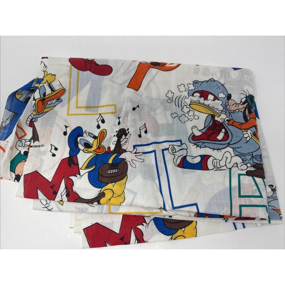 Vintage 1990s Mickey & Friends Alphabet Disney Twin Flat & Fitted Bed Sheet Set